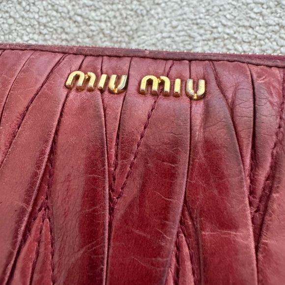 Miu Miu Vintage Matelassé Nappa Leather Wallet Long Burgundy Red - Picture 2 of 8